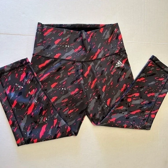 Adidas climate 3/4 length active capri pant gray splatter multi color Sz-XS I16 - Picture 8 of 9